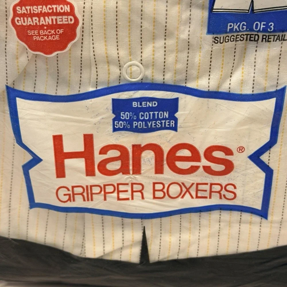 Mens Vintage Hanes Gripper Boxers 3 Pack Size 32 Sealed Deadstock Underwear Snap